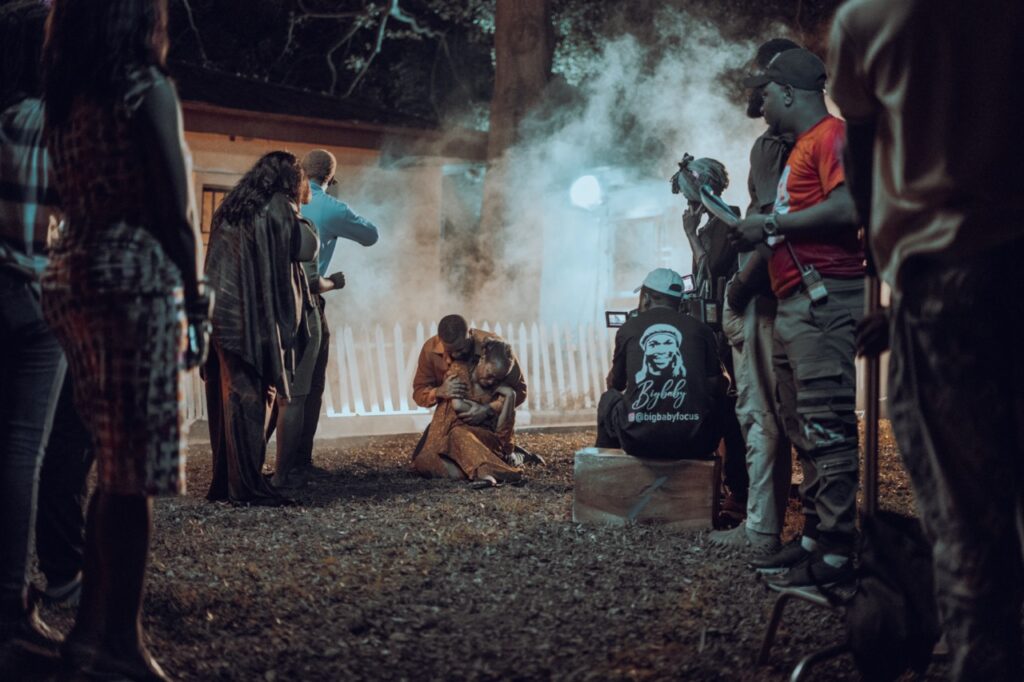 Crew during filming of one of the final scenes in The House of Secrets